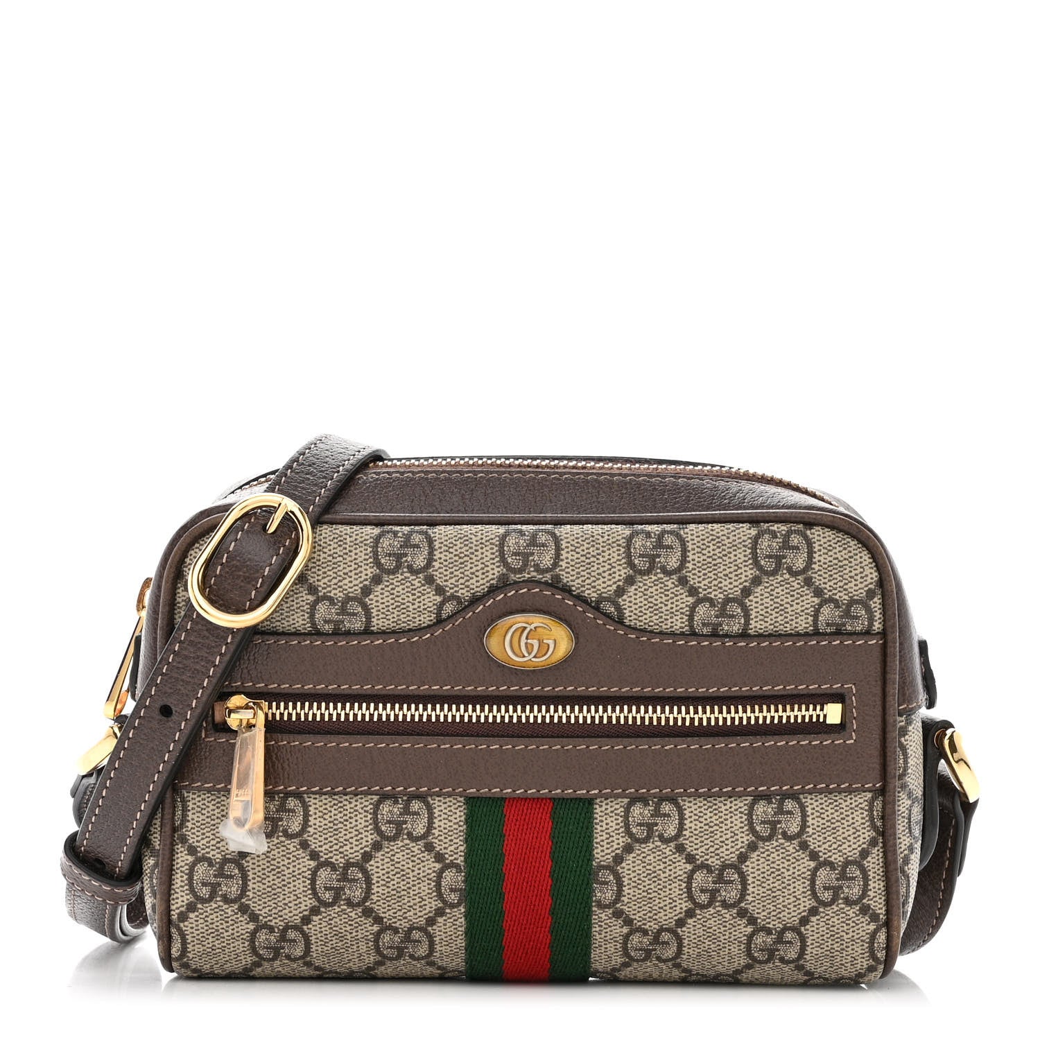 Gucci GG Supreme Monogram Web Mini Ophidia Shoulder Bag Brown 1 of 12