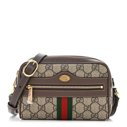 Gucci GG Supreme Monogram Web Mini Ophidia Shoulder Bag Brown 1 of 12