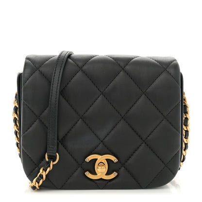 Chanel Calfskin Quilted Mini Nailed CC Flap Bag Black 1 of 11