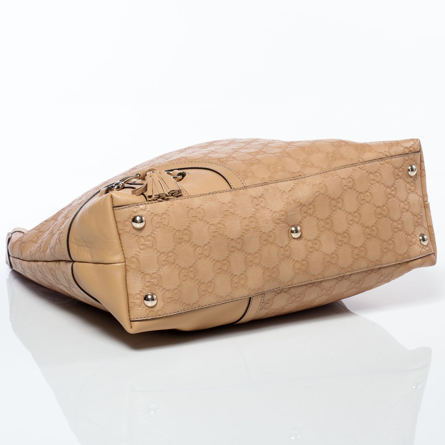 Guccissima Medium Horsebit Tassel Shoulder Bag Beige