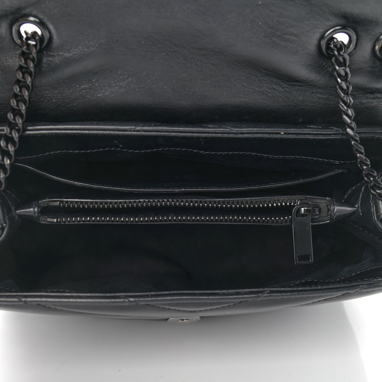 Saint Laurent Calfskin Y Quilted Monogram Small Loulou Chain Satchel Black 5 of 9