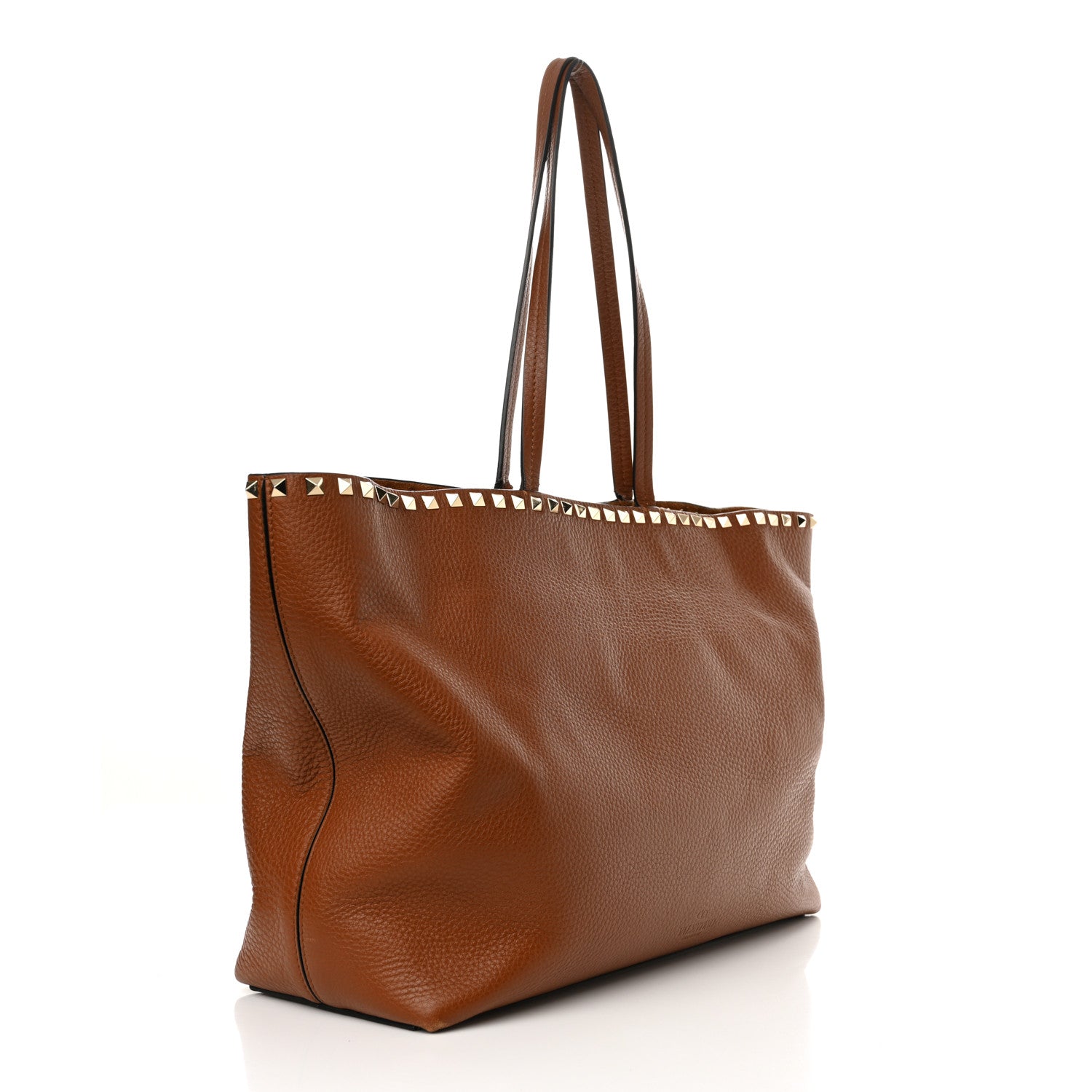 Valentino Garavani Grained Calfskin Rockstud Shoulder Tote Bright Cognac 3 of 18