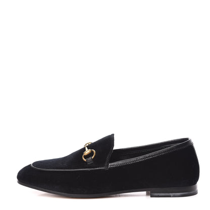 Gucci Velvet Horsebit Womens Jordaan Loafers 35 Black 1 of 11