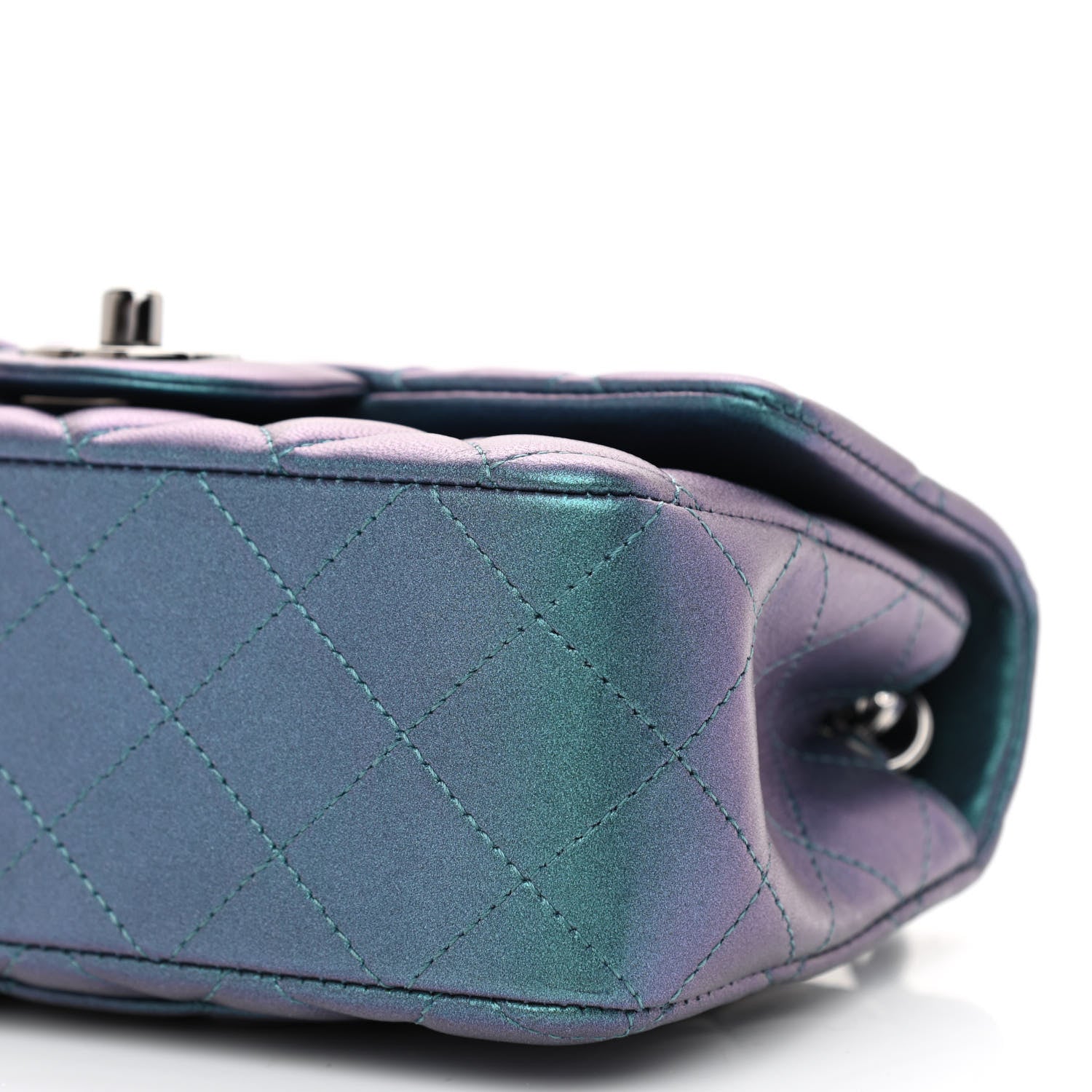 Chanel Iridescent Lambskin Quilted Mini Rectangular Flap Turquoise 10 of 11