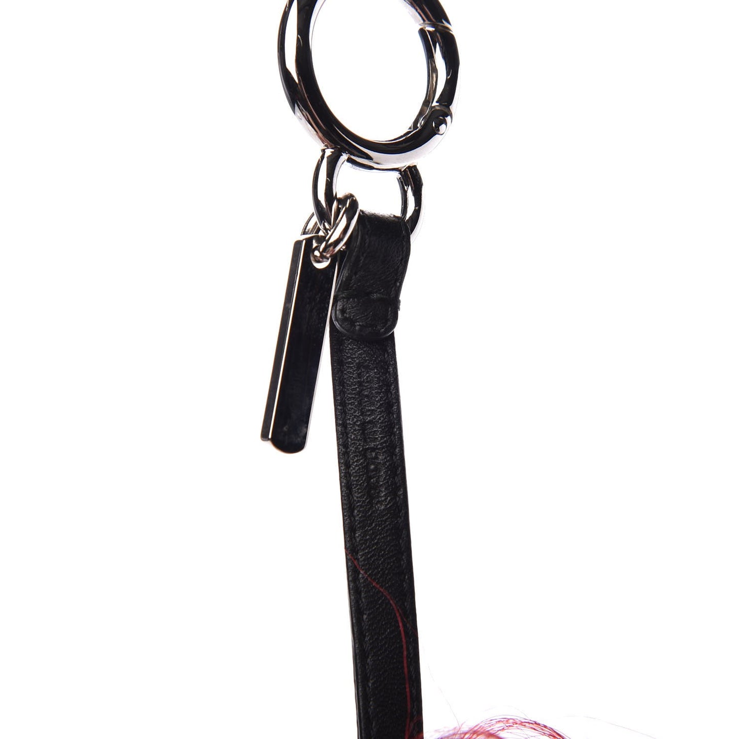Fox Mink Goat Fur Nappa Karlito Bag Charm Black Foresta Rosso