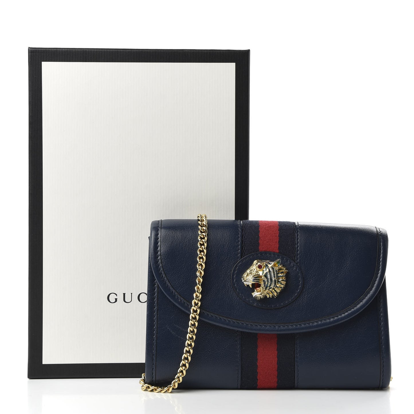 Textured Calfskin Web Mini Rajah Slim Flap Shoulder Bag Blue