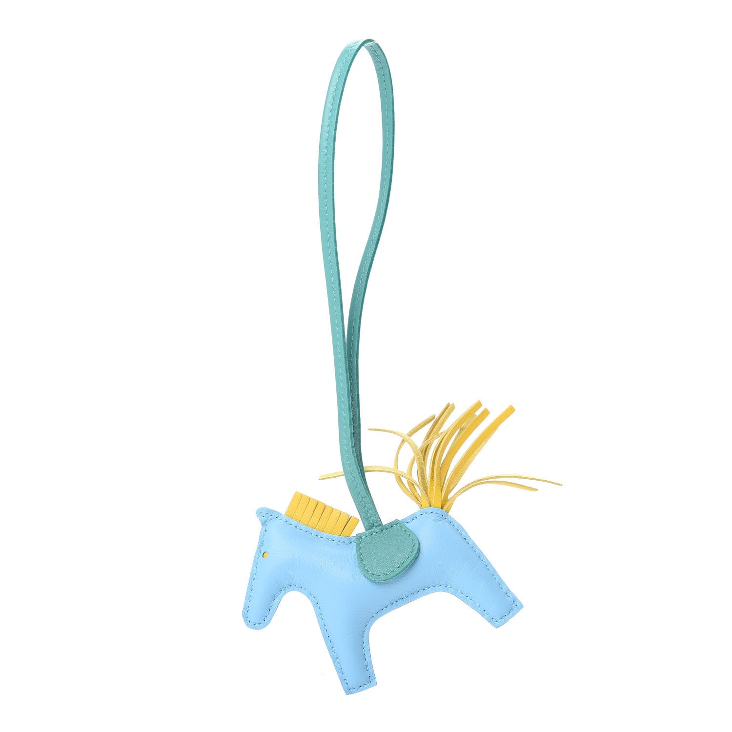 Hermes Milo Lambskin Grigri Rodeo Horse Bag Charm PM Celeste Jaune de Naples Vert Verone 1 of 4