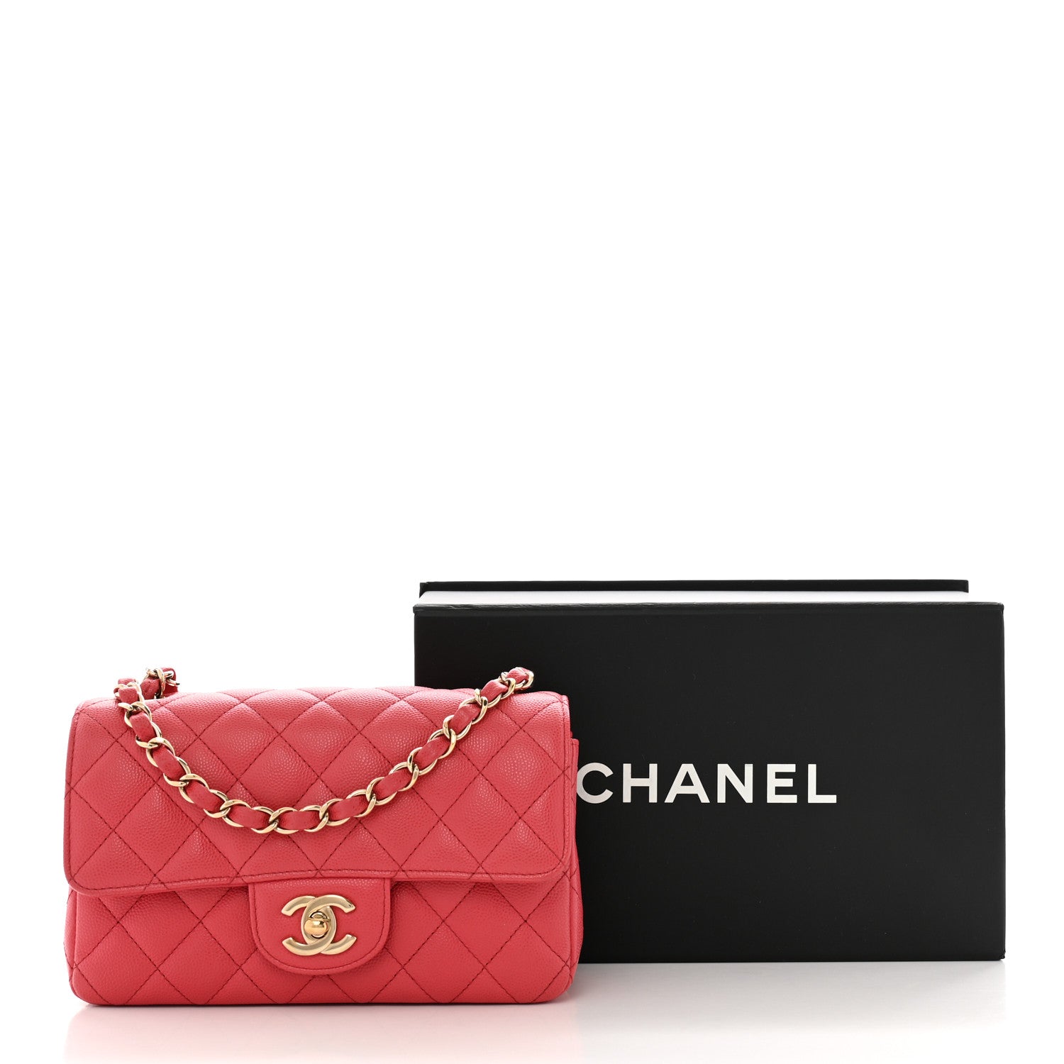 Chanel Caviar Quilted Mini Rectangular Flap Dark Pink 14 of 14