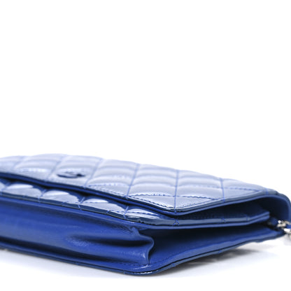 Chanel Patent Calfskin Quilted Wallet On Chain WOC Dark Blue 11 of 11