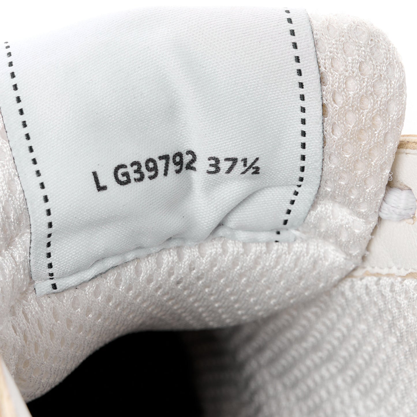 Fabric Laminated Calfskin Stretch CC Womens Sneakers 37.5 White Gold Silver