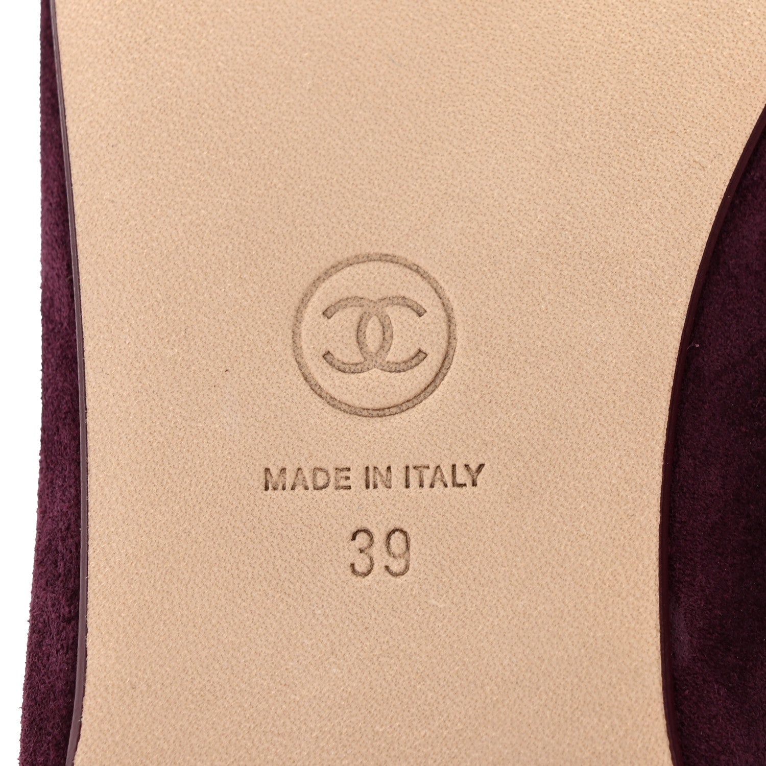 Chanel Suede Patent Calfskin Cap Toe CC Ballerina Flats 39 Burgundy 7 of 10