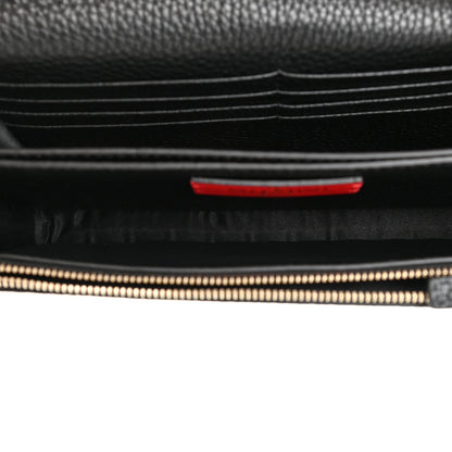 Valentino Garavani Pebbled Calfskin Rockstud Flap Wallet On Chain Black 6 of 12