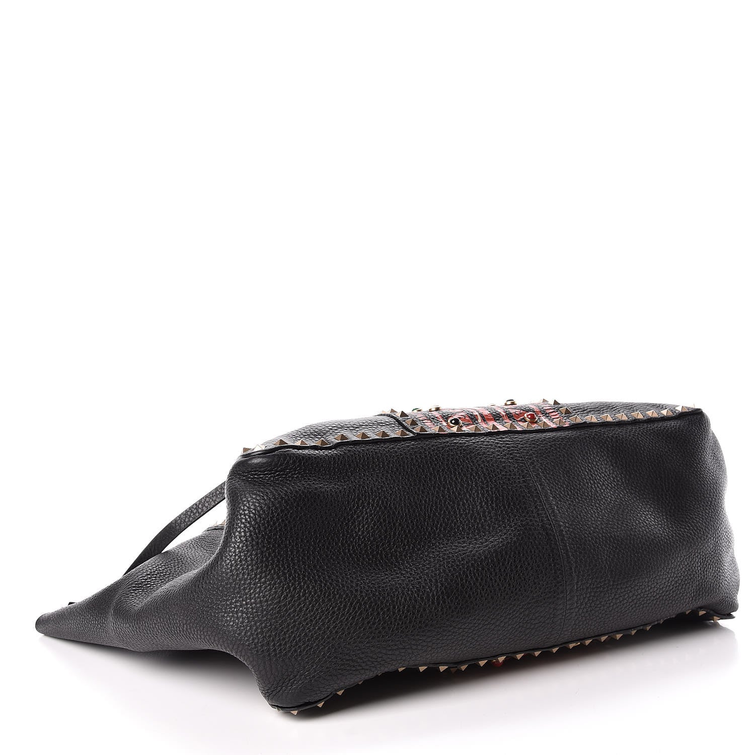 Valentino Garavani Grained Calfskin Tribal Large Rockstud Rolling Crossbody Tote Black 5 of 10