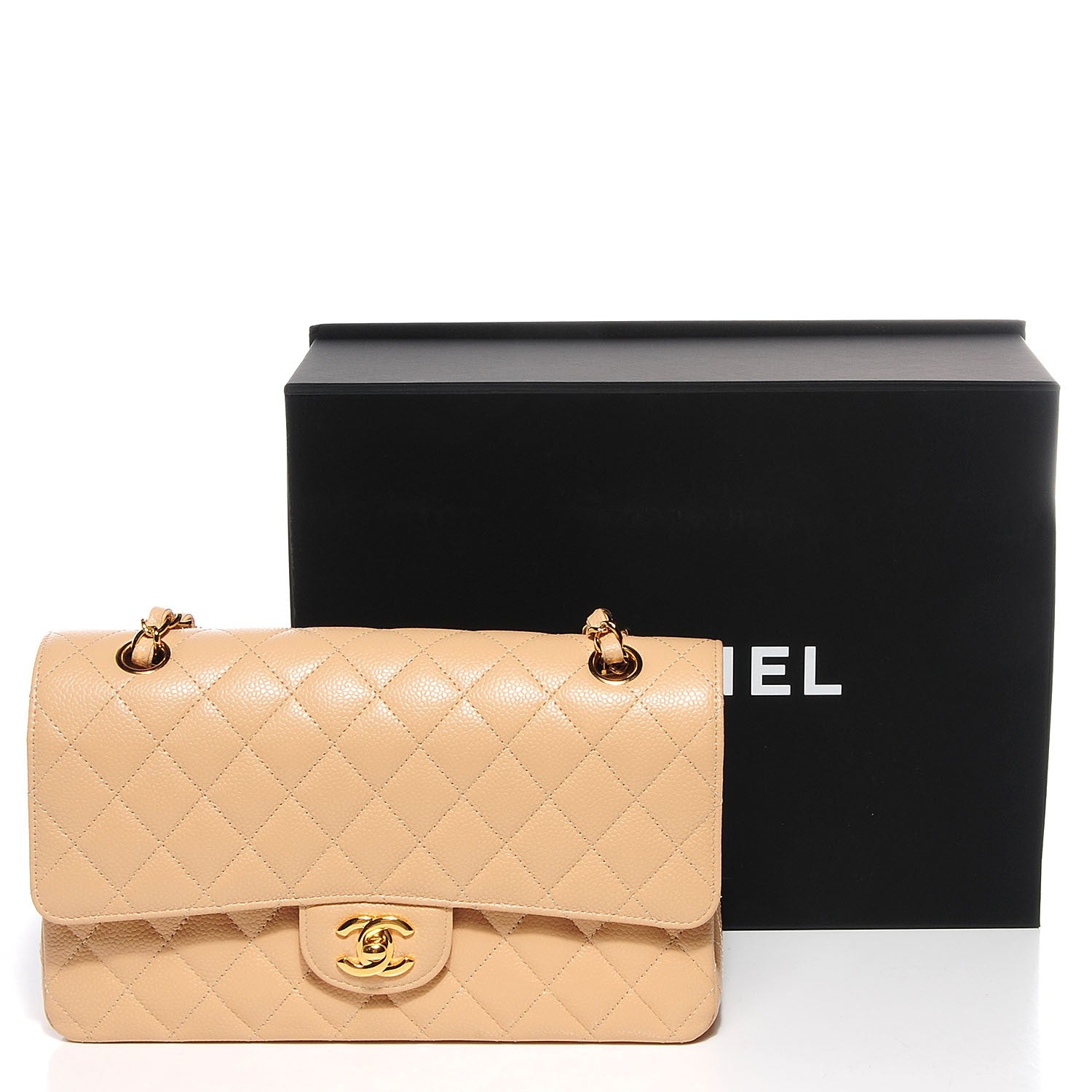Chanel Caviar Quilted Medium Double Flap Beige Clair 5 of 9