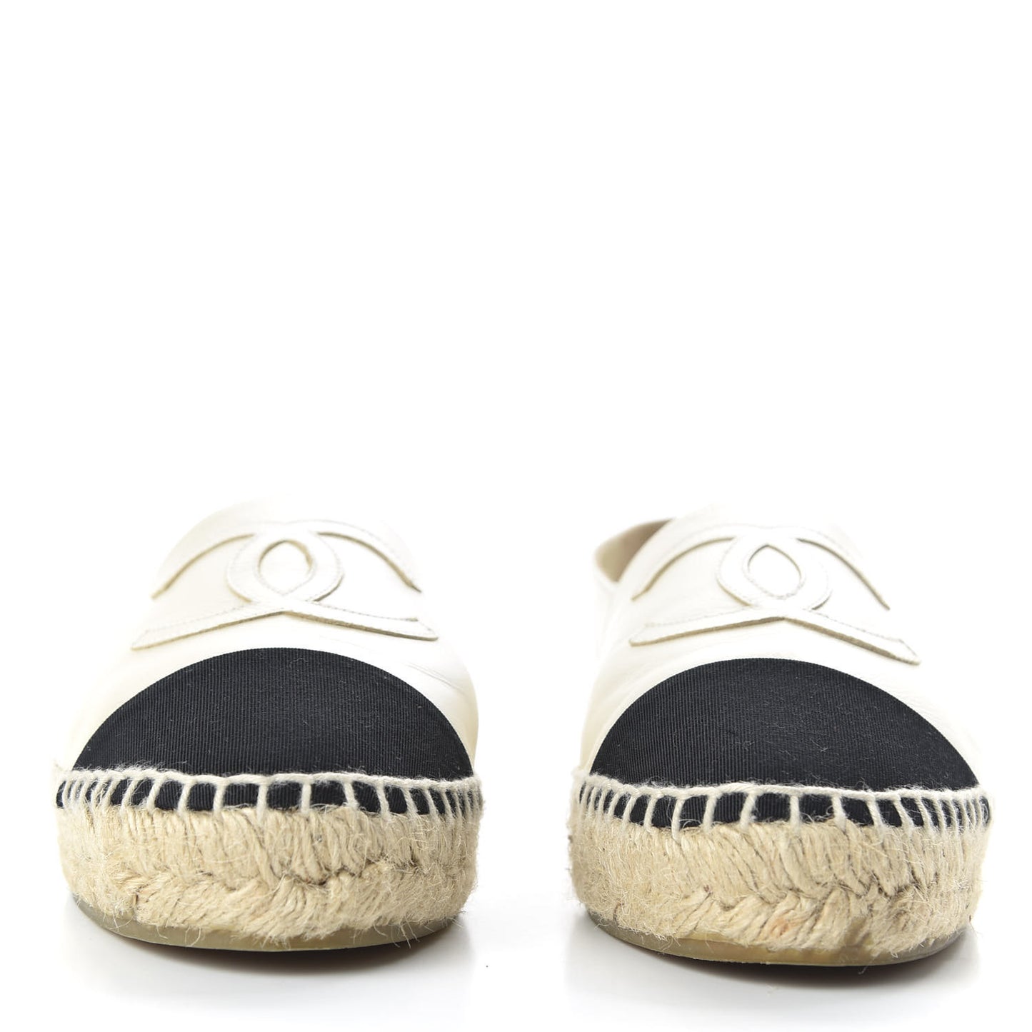 Iridescent Goatskin CC Espadrilles 37 Ivory Black