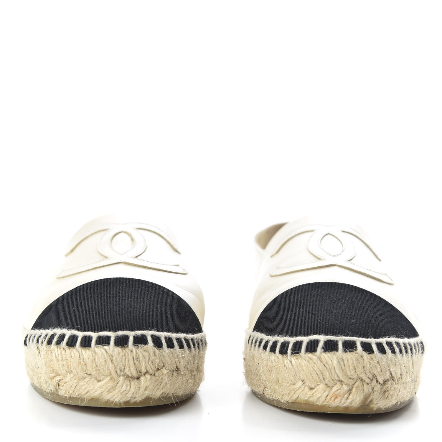 Chanel Iridescent Goatskin CC Espadrilles 37 Ivory Black 2 of 10