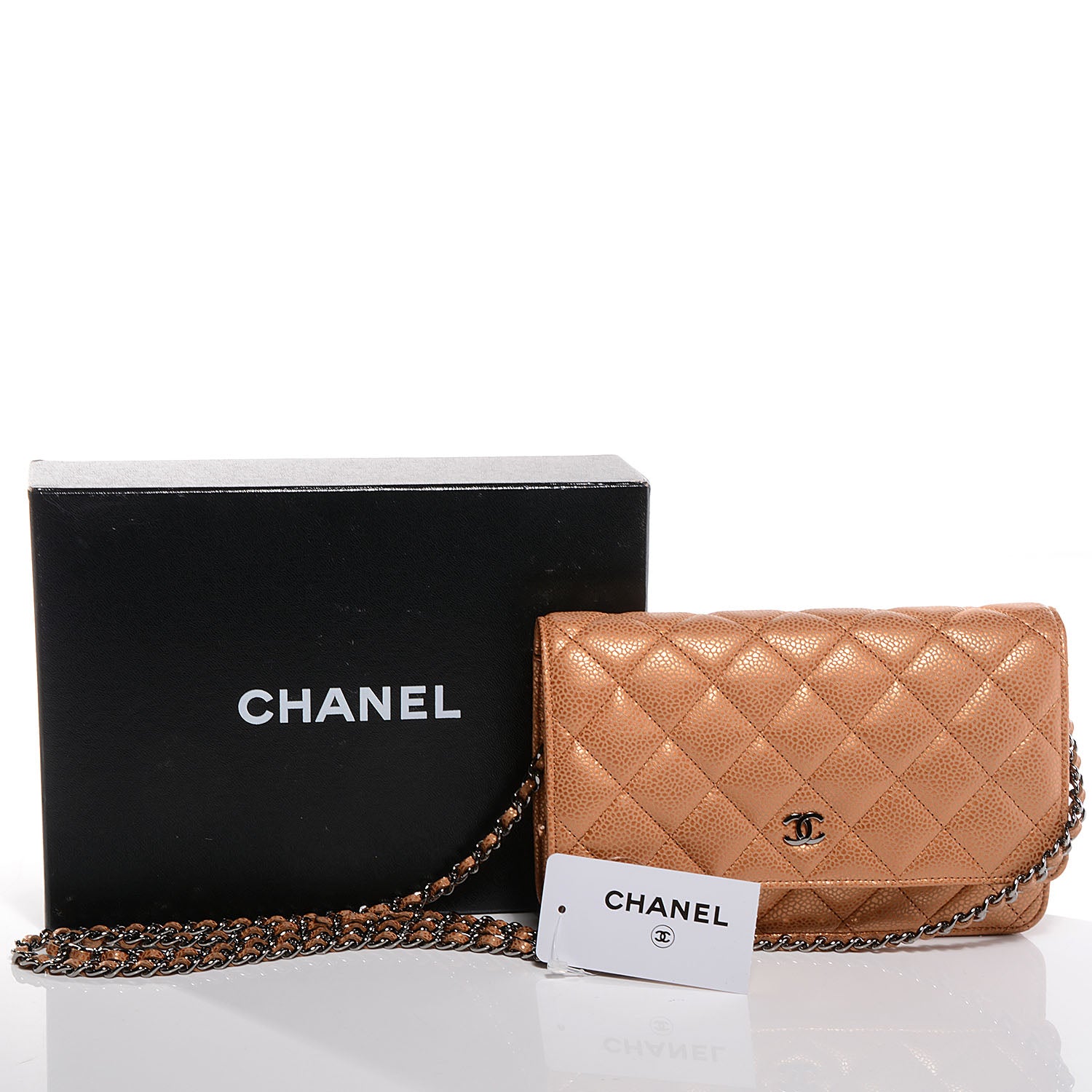 Chanel Caviar Quilted Wallet On Chain WOC Metallic Copper 5 of 9
