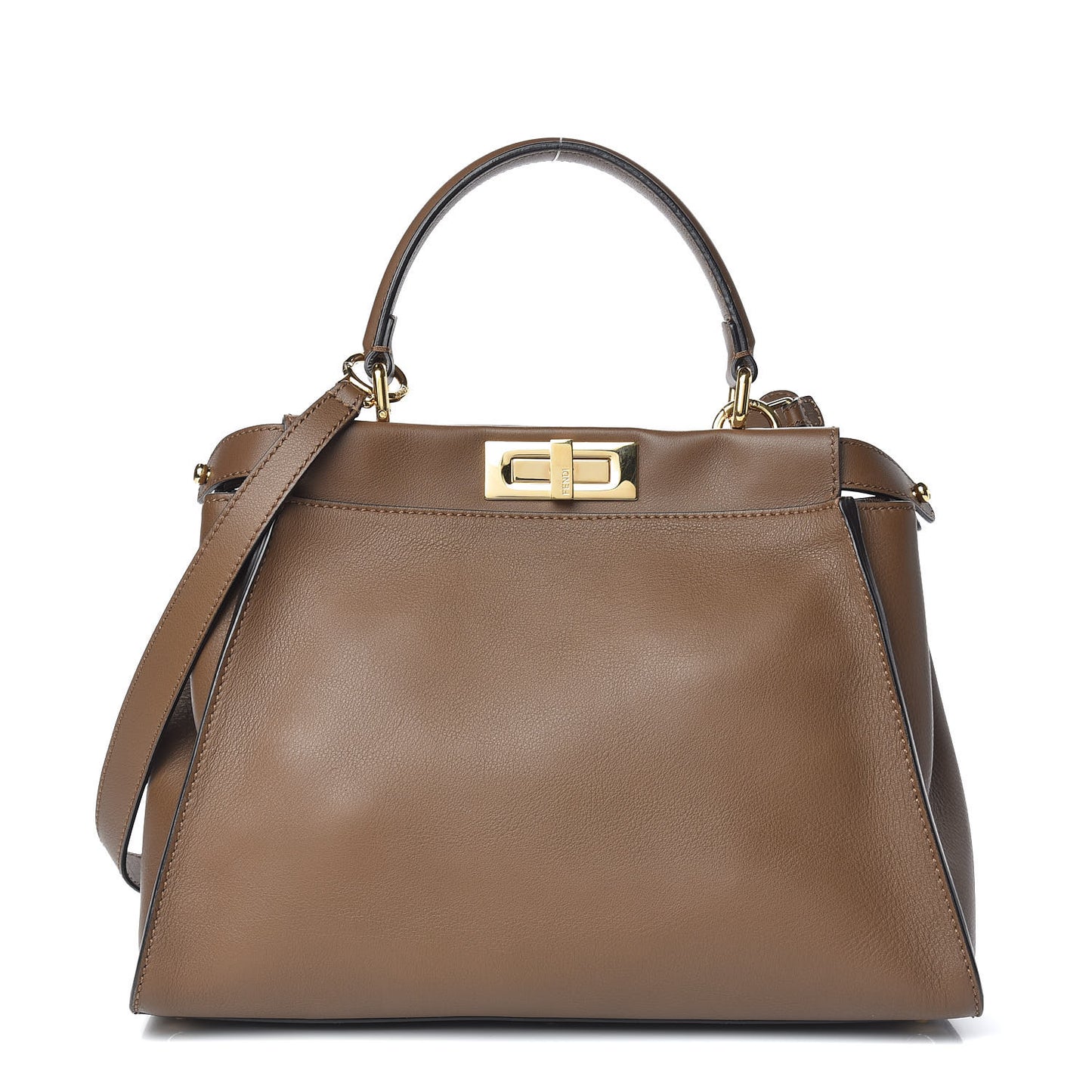 Vitello Seta Fabric Jacquard Pequin Medium Peekaboo Iconic Satchel Foresta Tobacco