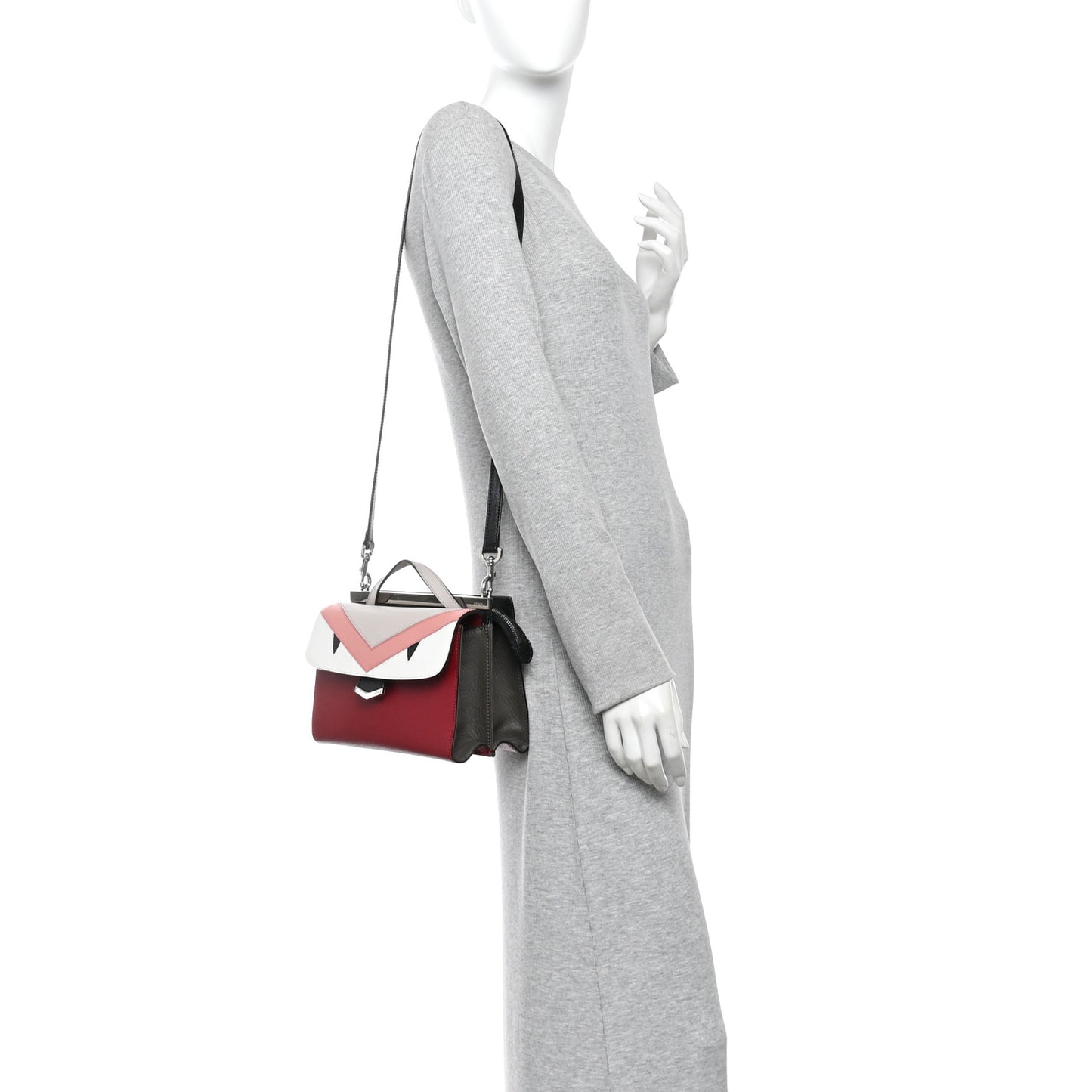 Vitello Elite Monster Mini Demi Jour Shoulder Bag Ribes Grigio Polvere Carbone