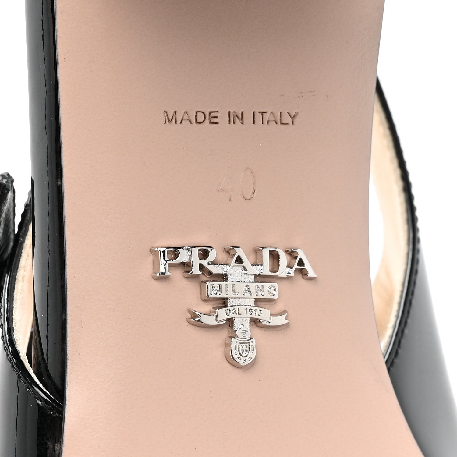 Prada Patent Decolette Logo Mary Jane 45mm Slingback Pumps 40 Black 6 of 9