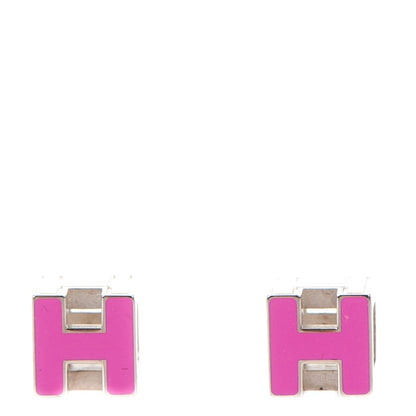 Hermes Palladium Lacquered Cage d'H Earrings Rose Indien 1 of 5