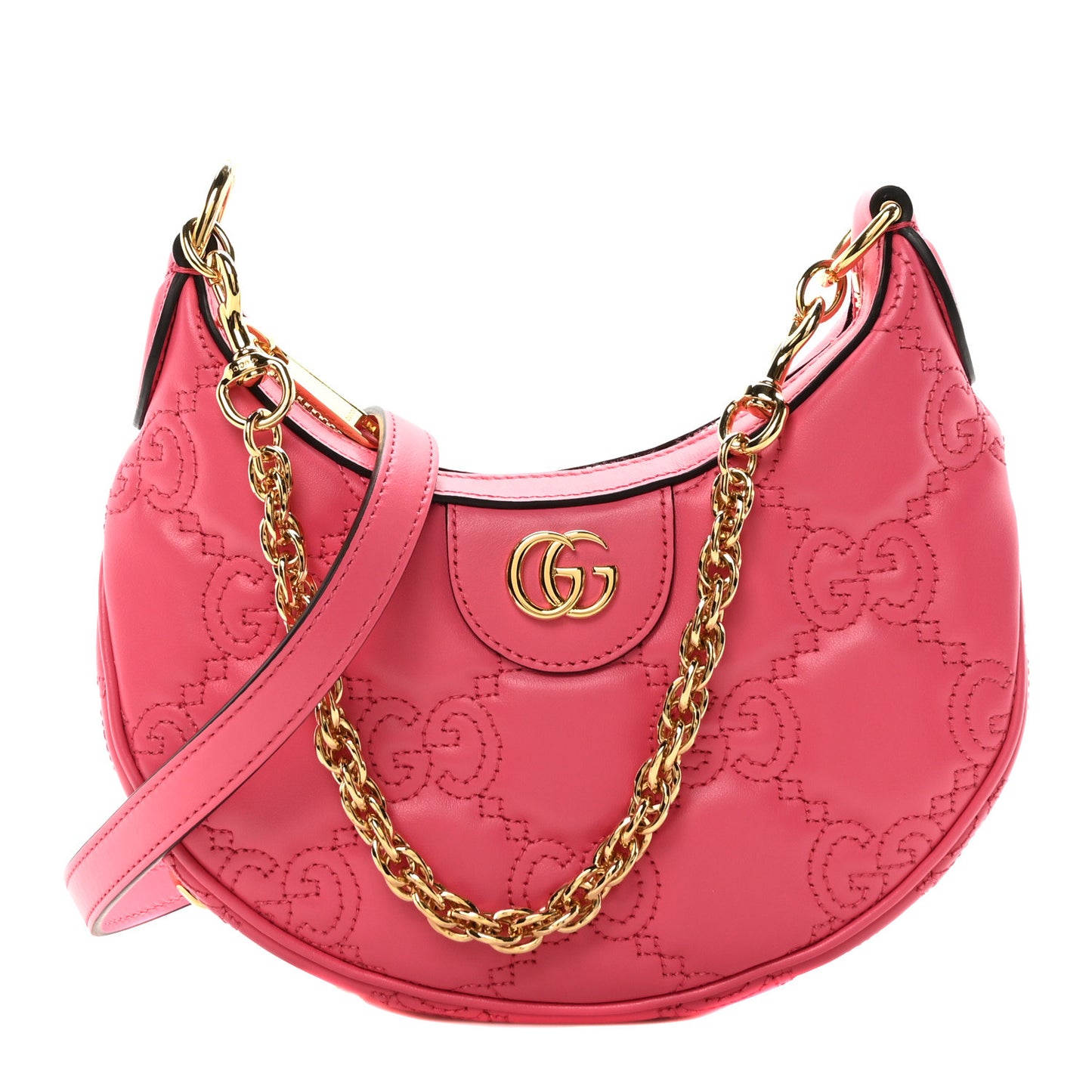 Calfskin GG Matelasse Mini Hobo Shoulder Bag Pink