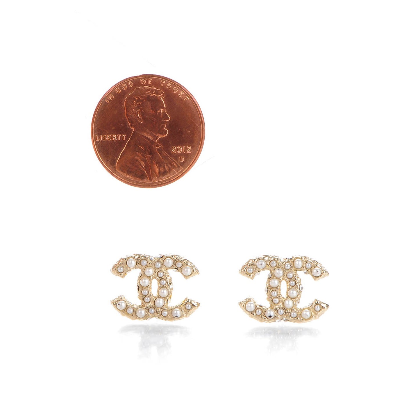 Pearl Crystal CC Earrings Light Gold