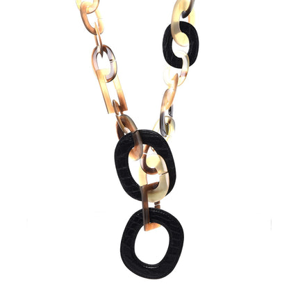 Hermes Buffalo Horn Alligator Isidore Necklace Black 1 of 12
