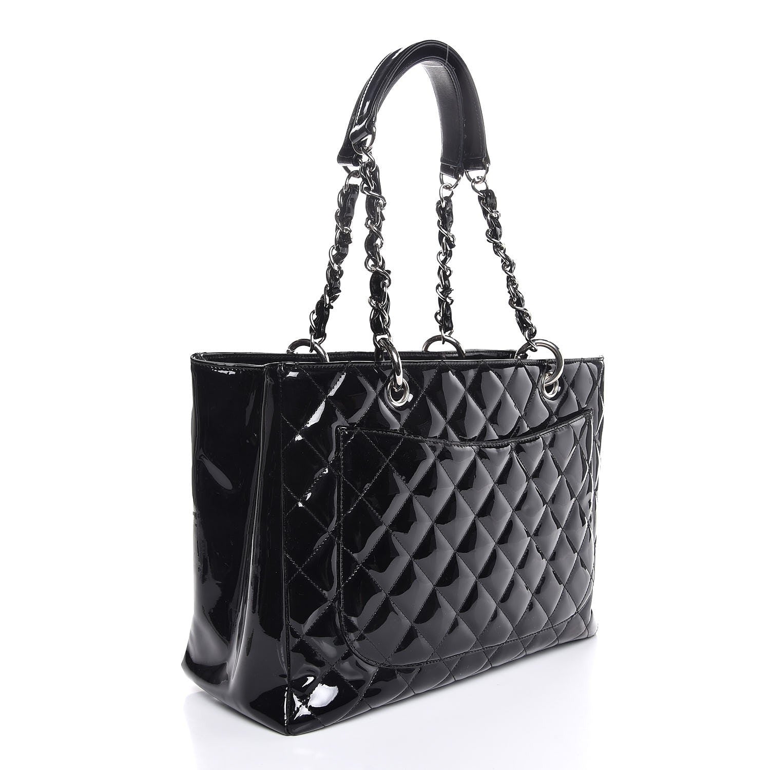 Chanel Patent Quilted Grand Shopping Tote GST Black 3 of 7