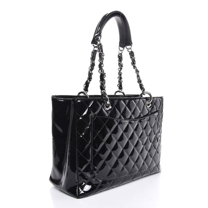 Chanel Patent Quilted Grand Shopping Tote GST Black 3 of 7
