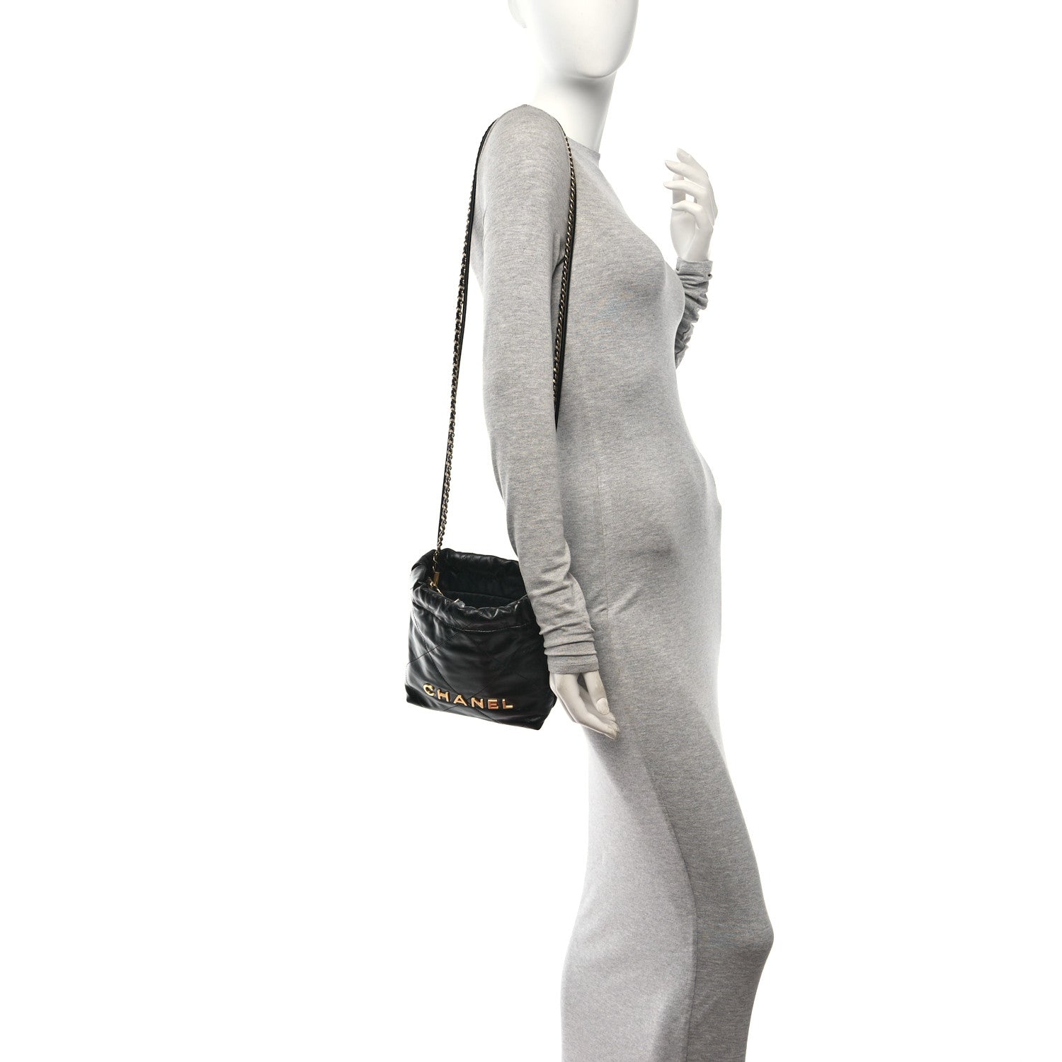 Chanel Shiny Calfskin Quilted Mini Chanel 22 Black 2 of 10