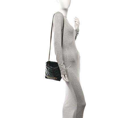 Chanel Shiny Calfskin Quilted Mini Chanel 22 Black 2 of 10