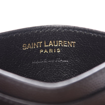 Saint Laurent Grain De Poudre Matelasse Chevron Monogram Credit Card Case Black 5 of 9