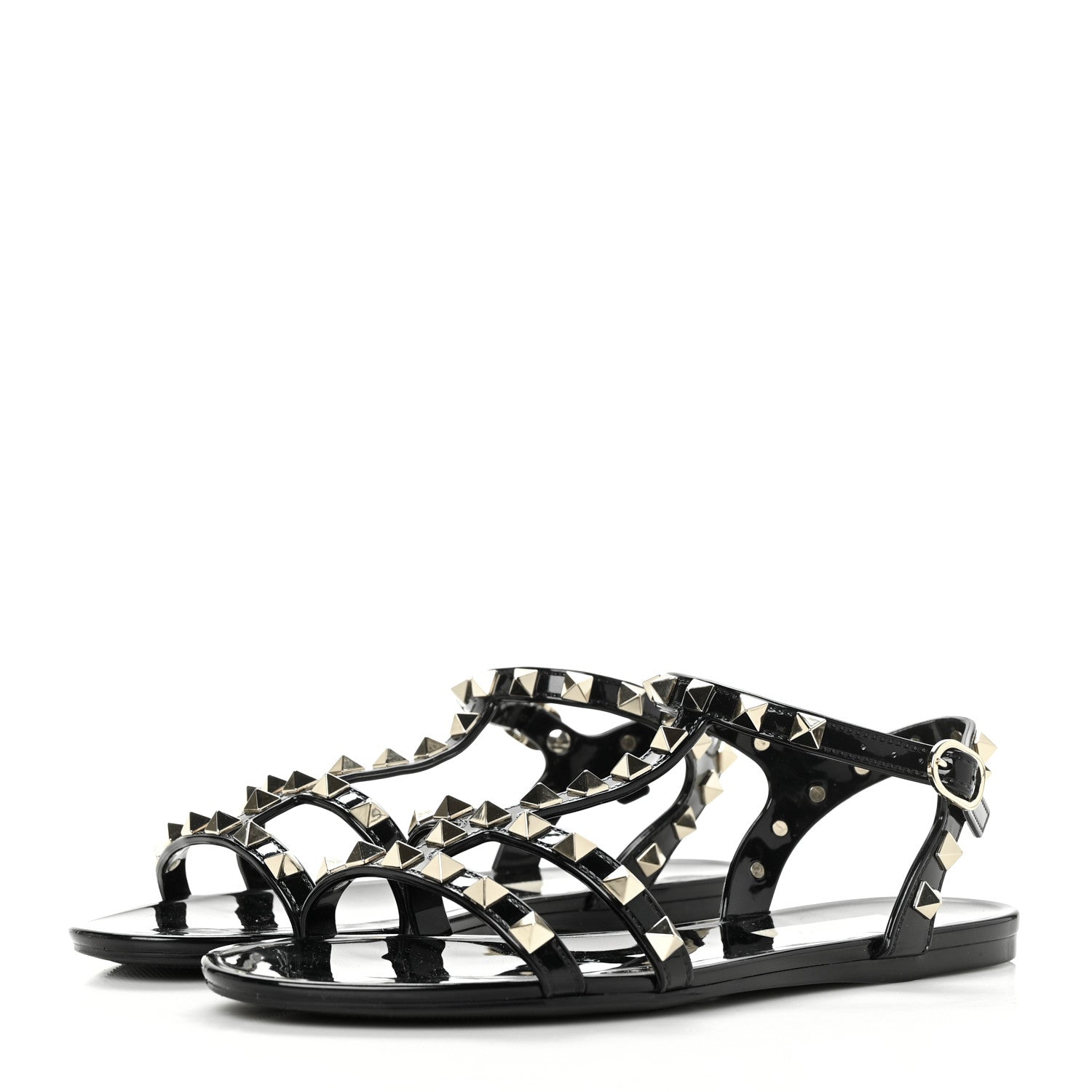 Valentino Garavani PVC Jelly Rockstud Caged Sandals 35 Black 3 of 7