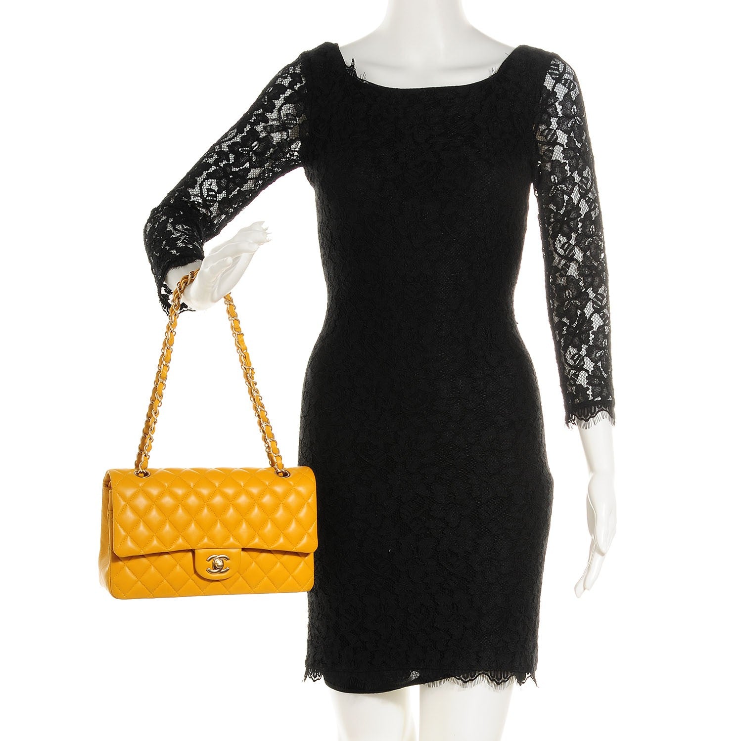 Chanel Lambskin Medium Double Flap Yellow 2 of 9