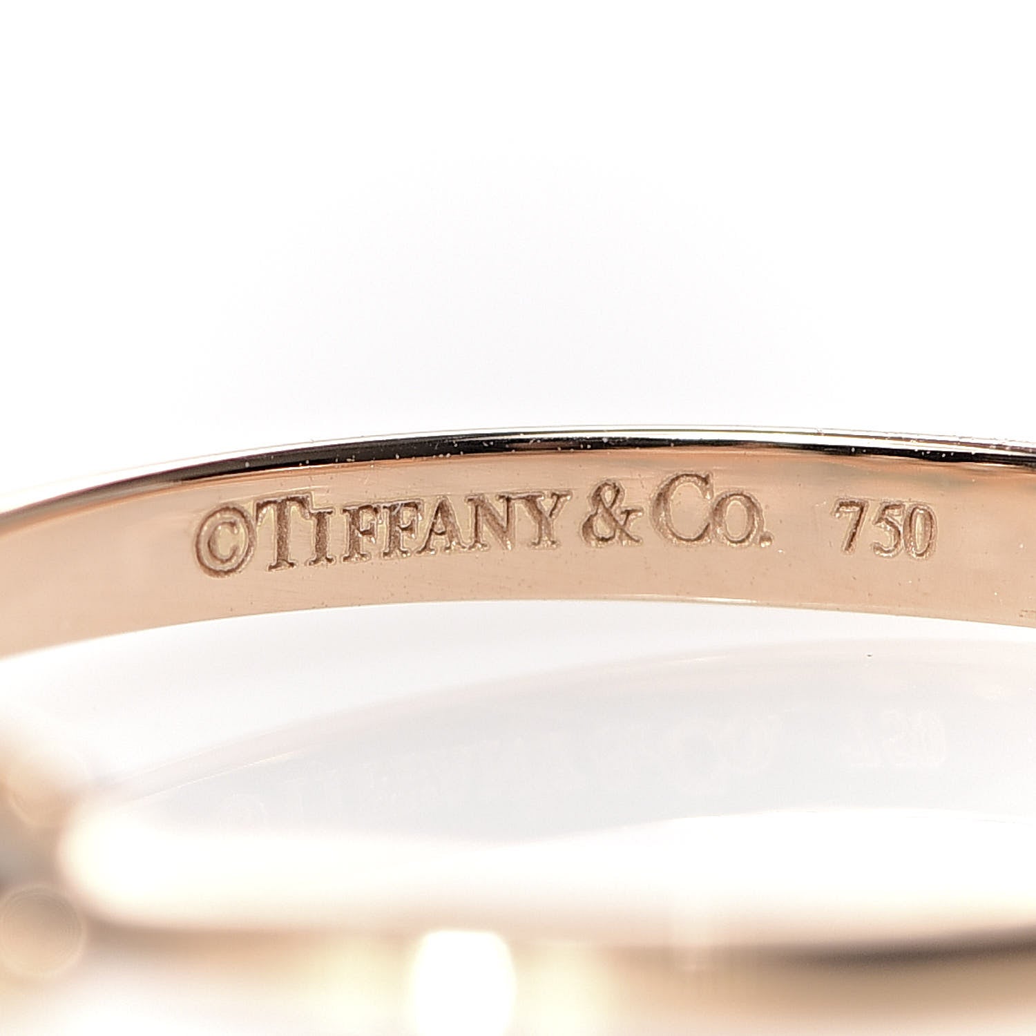 Tiffany 18K Rose Gold Diamond Three Stone Milgrain Ring 52 6 4 of 5