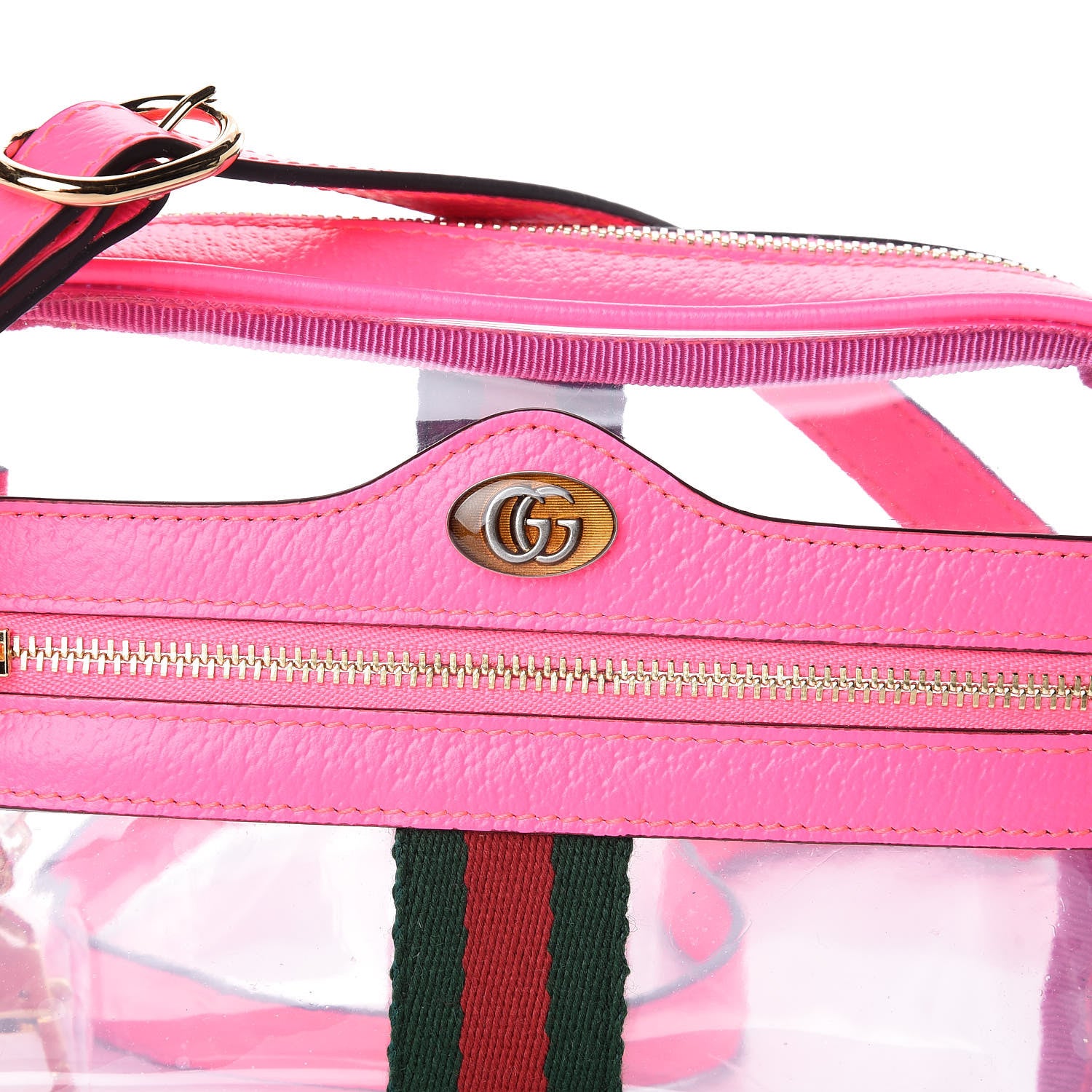 Gucci Vinyl Web Mini Ophidia Transparent Shoulder Bag Fluorescent Fuchsia 8 of 9