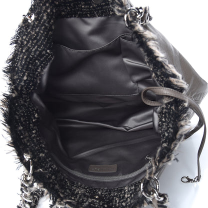 Chanel Tweed Lambskin Drawstring Tweedy Tote Taupe 7 of 10