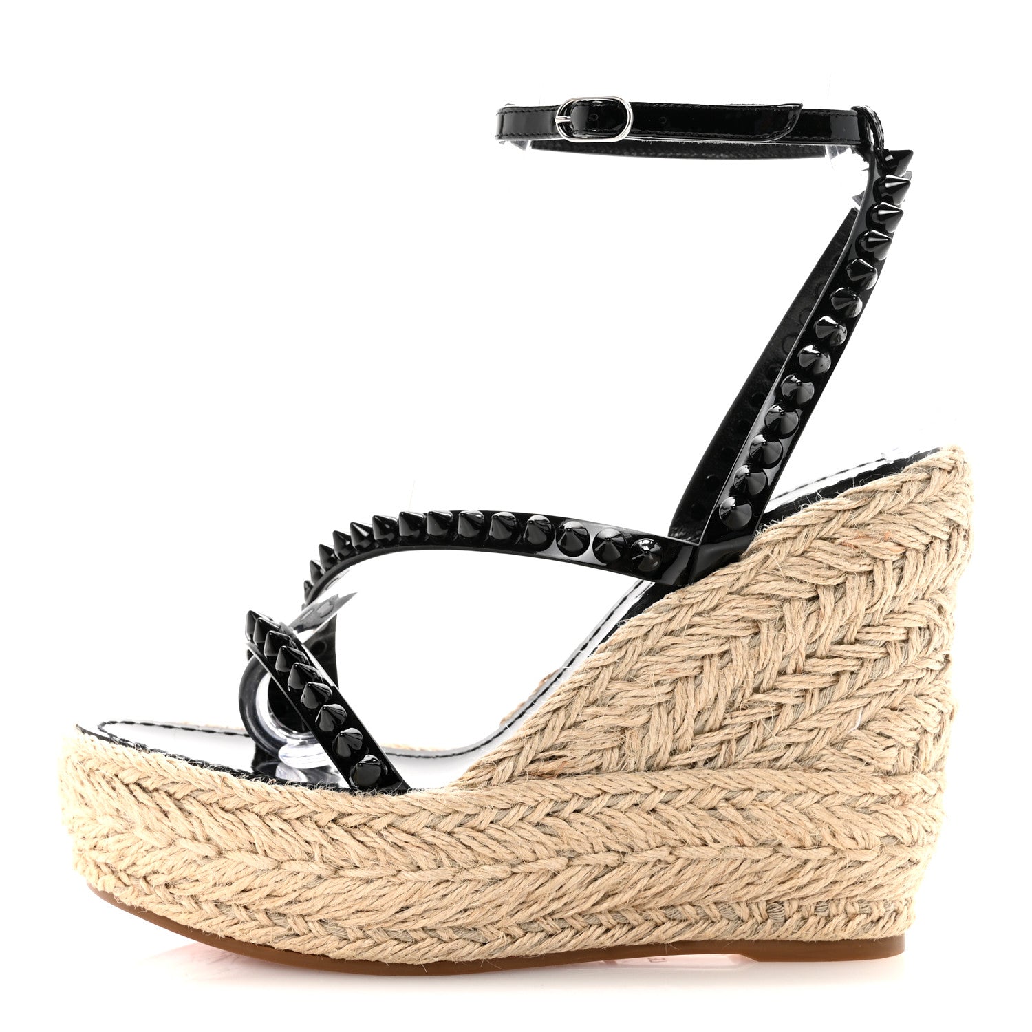 Christian Louboutin Patent Mafaldina 120 Wedge Sandals 37 Black 1 of 10