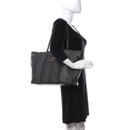 MCM Striped Visetos Medium Liz Reversible Shopper Tote Phantom Grey 2 of 10