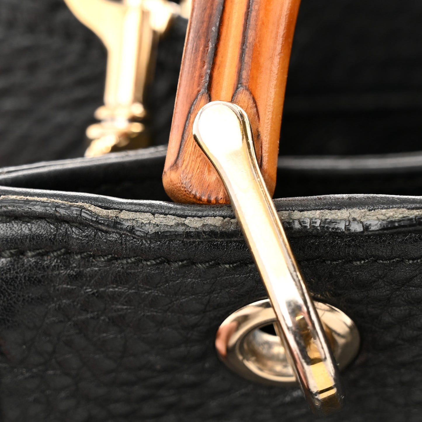 Calfskin Small Bamboo Shopper Tote Black