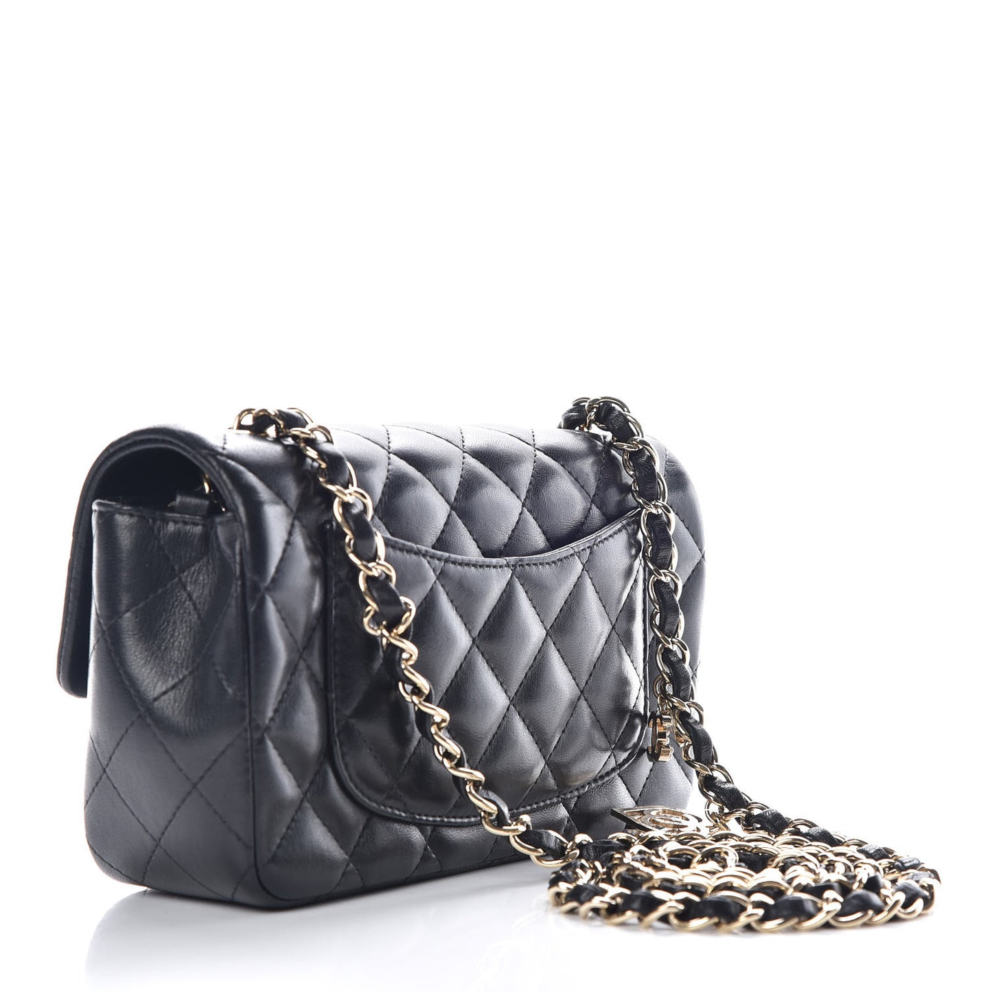 Lambskin Quilted Valentine Charms Mini Rectangular Flap Black
