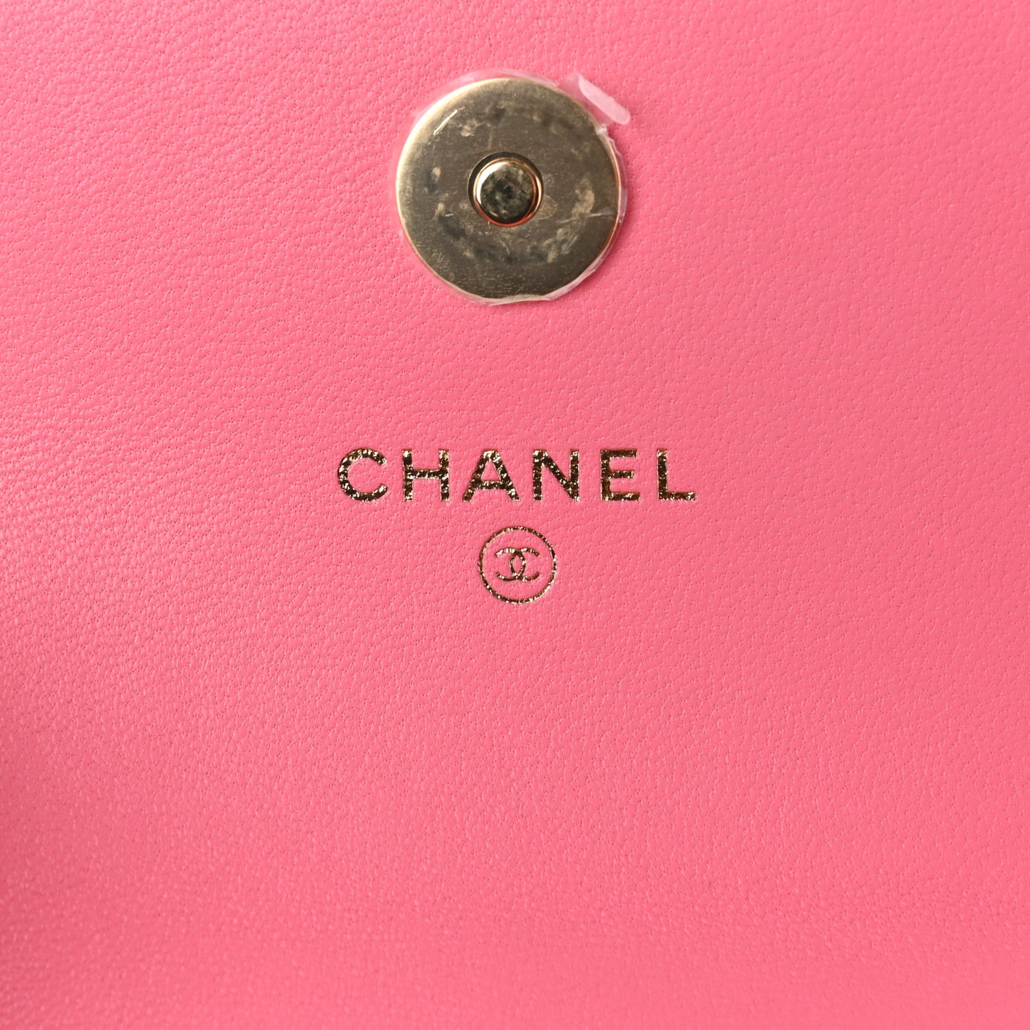 Lambskin Quilted CC Hook Card Holder Pink