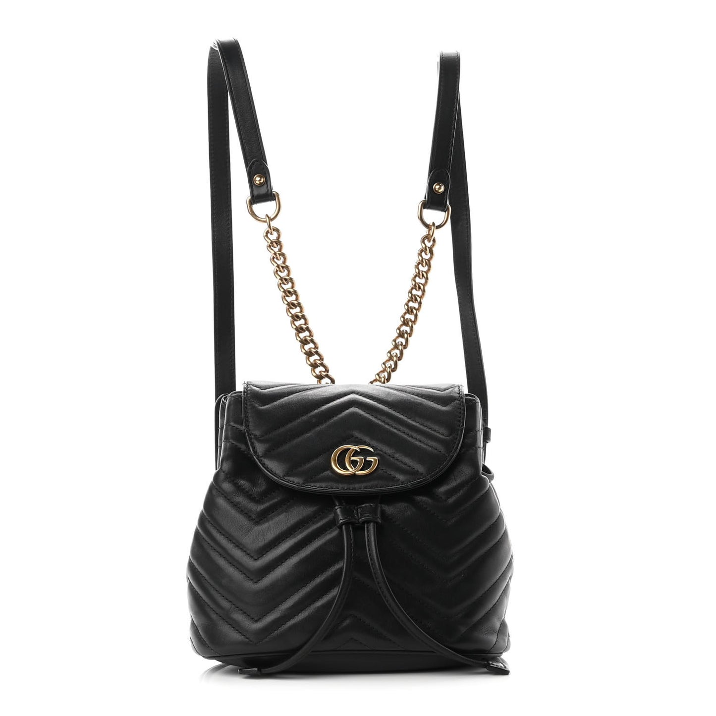 Calfskin Matelasse GG Marmont Flap Backpack Black