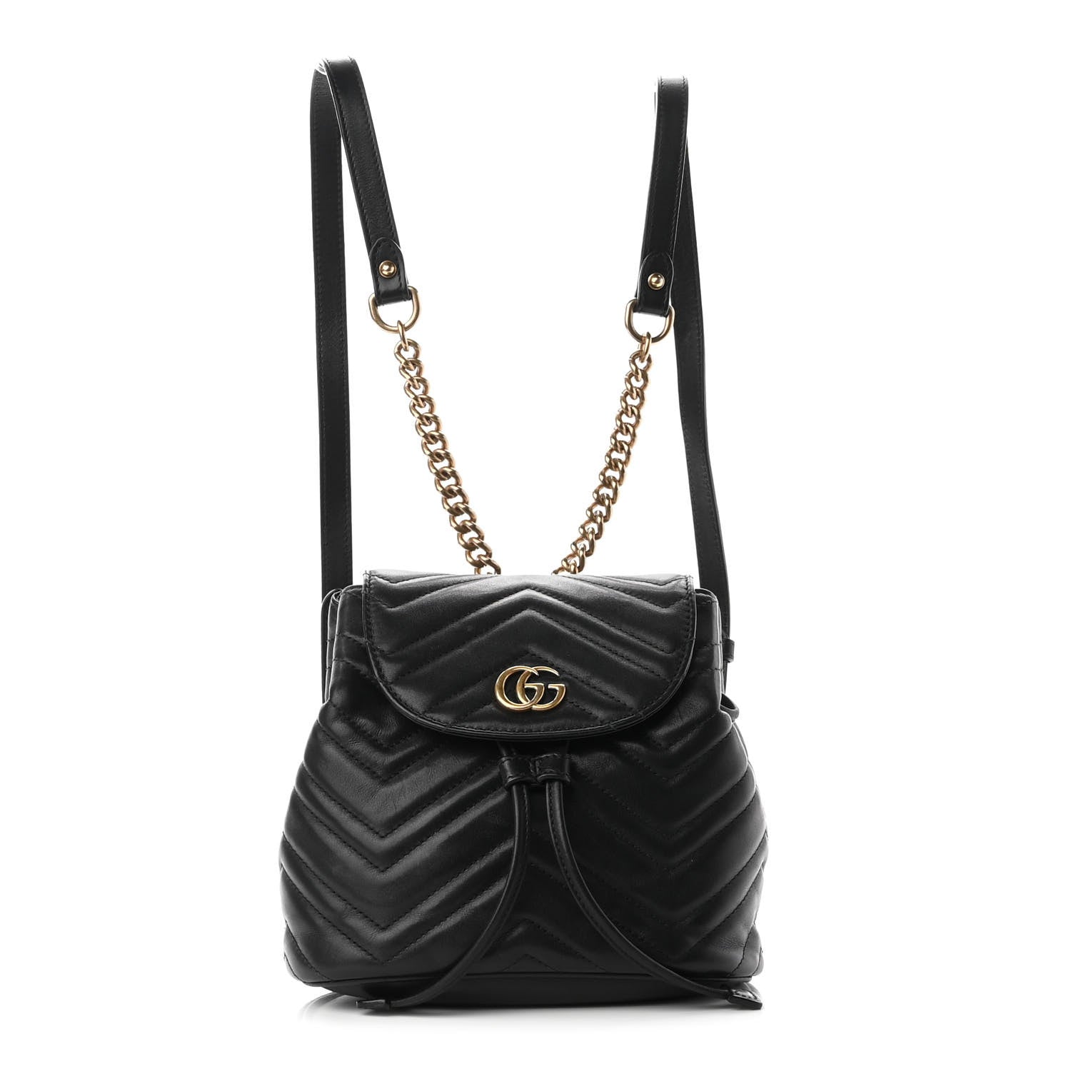 Gucci Calfskin Matelasse GG Marmont Flap Backpack Black 1 of 9