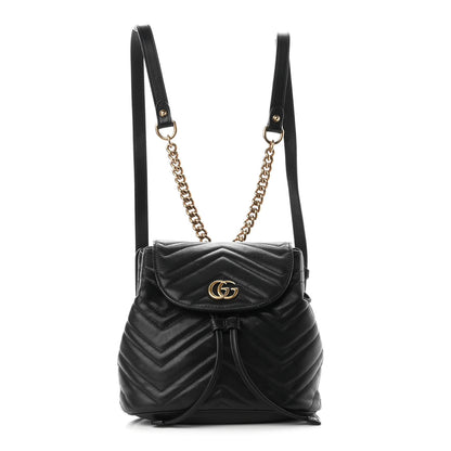 Gucci Calfskin Matelasse GG Marmont Flap Backpack Black 1 of 9