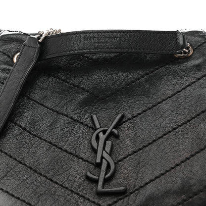 Saint Laurent Pebbled Lambskin Chevron Monogram Small Nolita Black 8 of 15