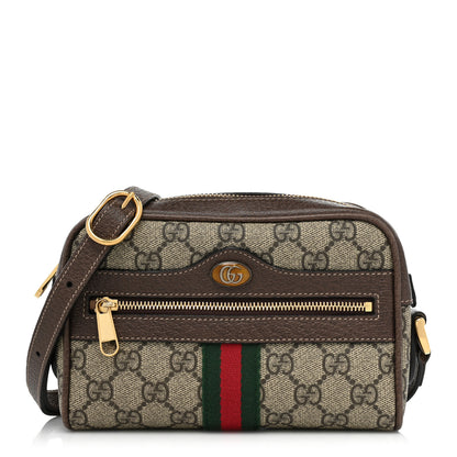 Gucci GG Supreme Monogram Web Mini Ophidia Shoulder Bag Brown 1 of 14