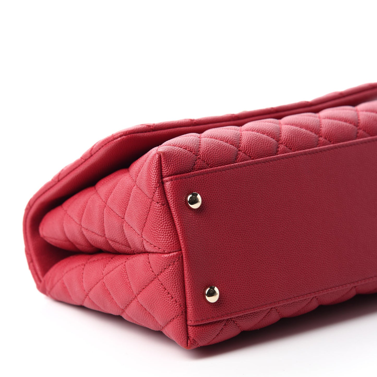 Caviar Quilted Small Coco Handle Flap Dark Pink