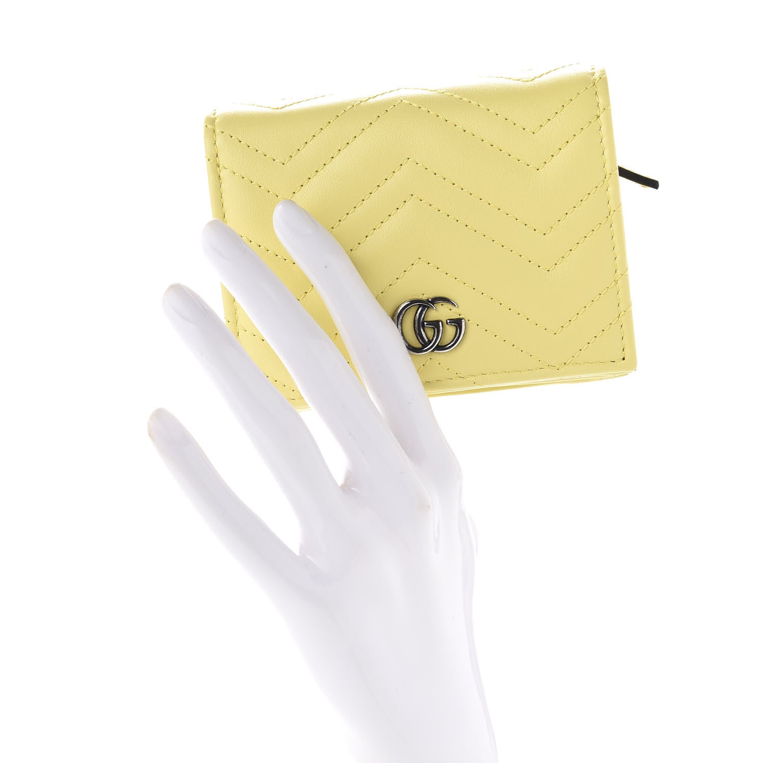 Gucci Calfskin Matelasse Mini GG Marmont Wallet On Chain Banana 2 of 12